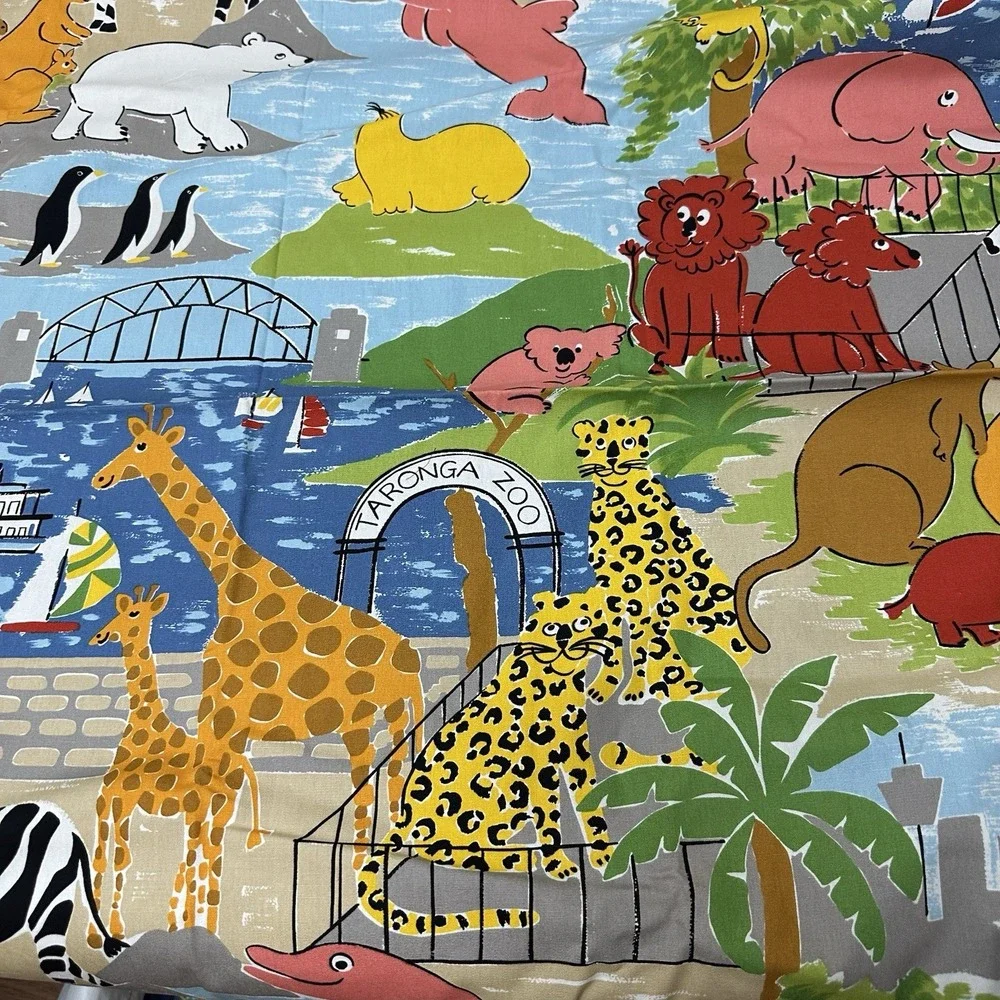 Vtg Retro Taronga Zoo Australian Animals Craft Upholstery Fabric 1+ Yards